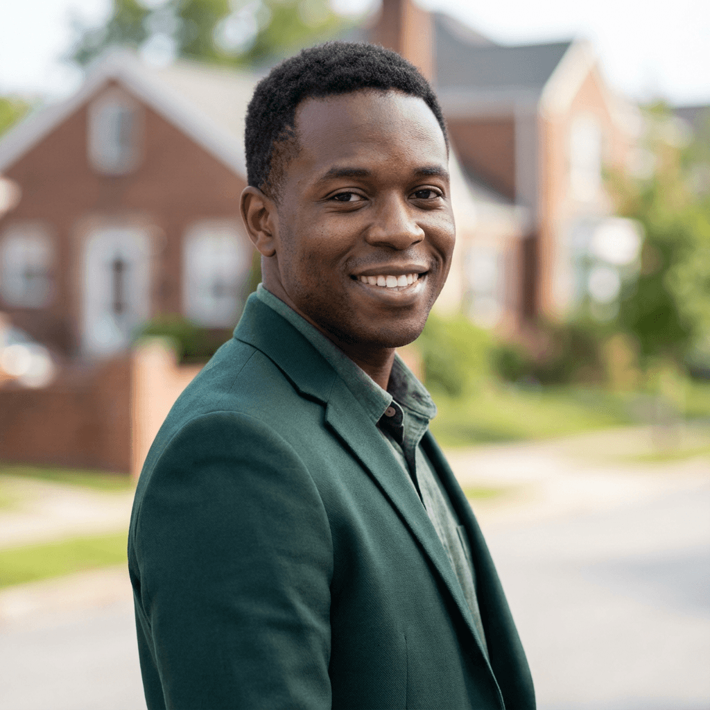 Marcus Webb standing in front of a commercial building