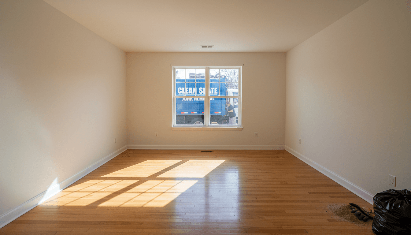 Completed interior demolition showing exposed framing